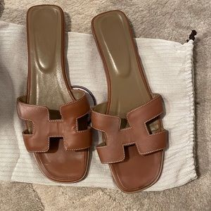 Hermes sandals brown